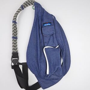 KAVU Rope Sling Bag Backpack – Denim Blue Canvas Crossbody Outdoor Pack
